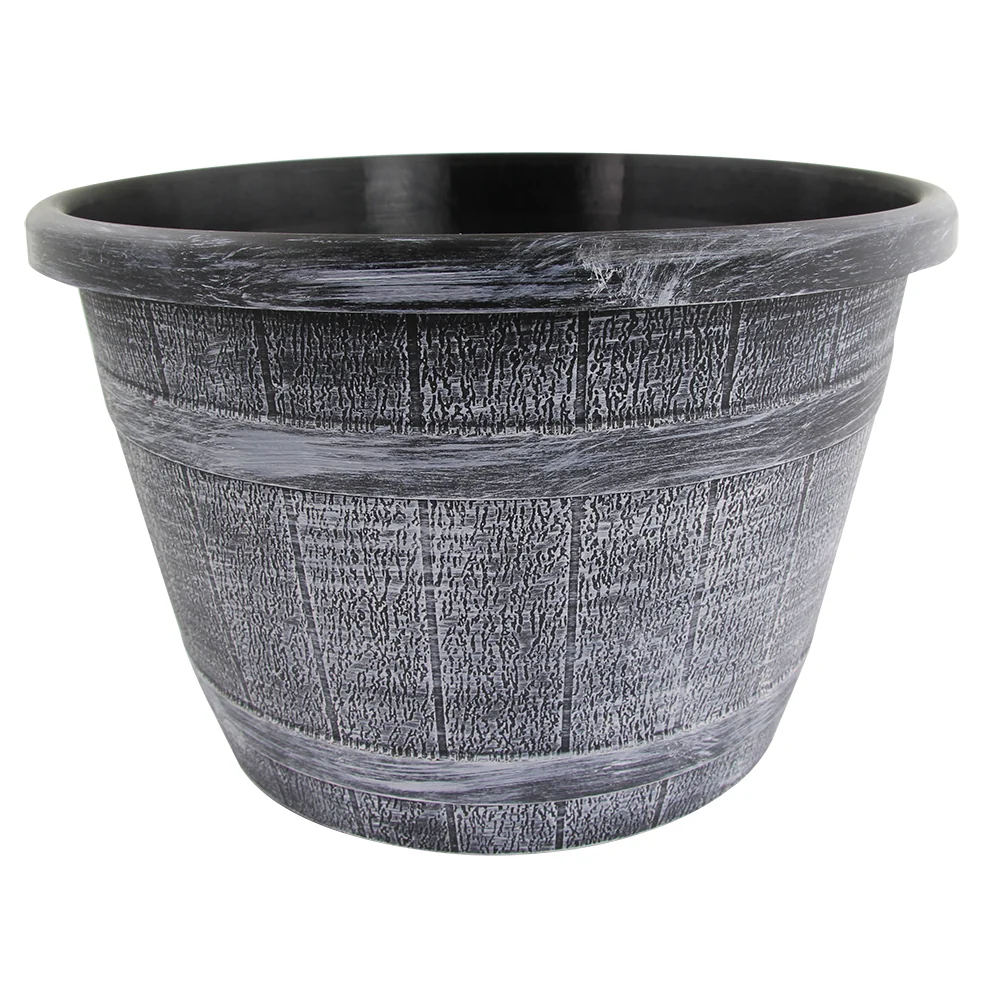 Silver 12 Inch Barrel Effect Planter