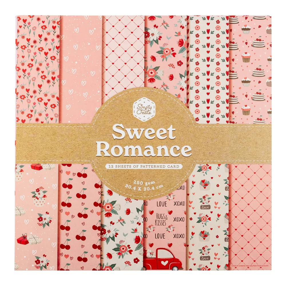 12 Patterned Cards - Sweet Romance