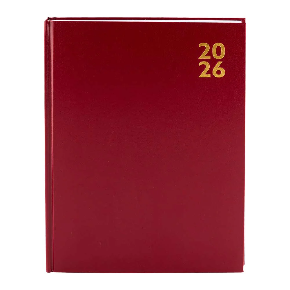 2026 A4 Day to Page Hardback Diary Red