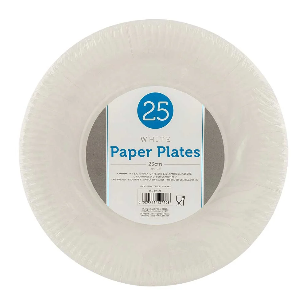 23Cm White Paper Plates 20Pk
