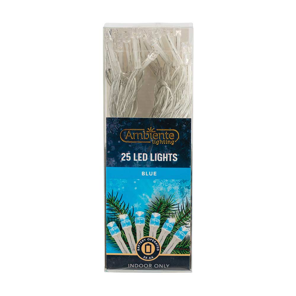 25 LED String Lights Battery Operated Blue