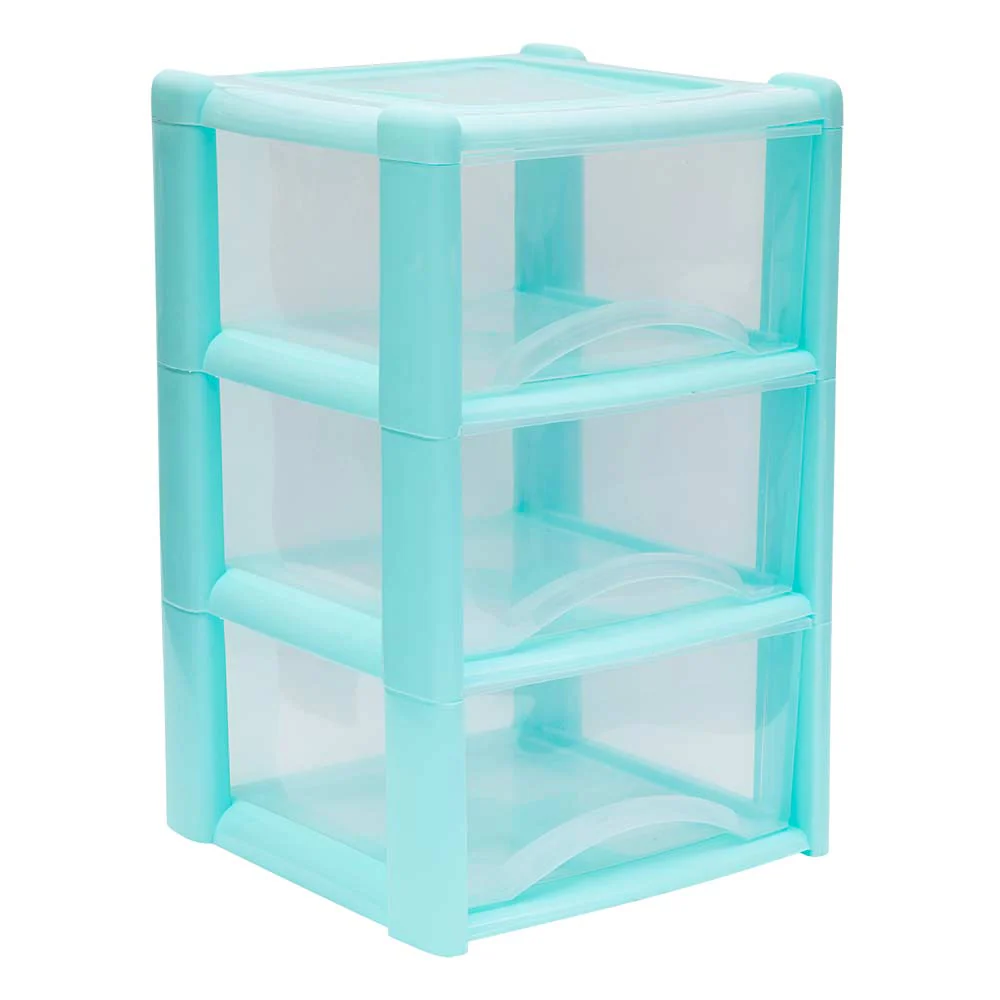 3 Drawer Plastic Storage Tower Teal - Image 2
