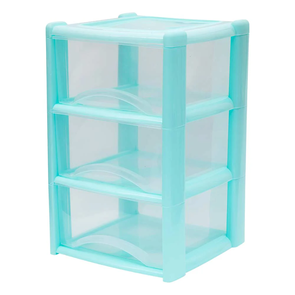 3 Drawer Plastic Storage Tower Teal - Image 3