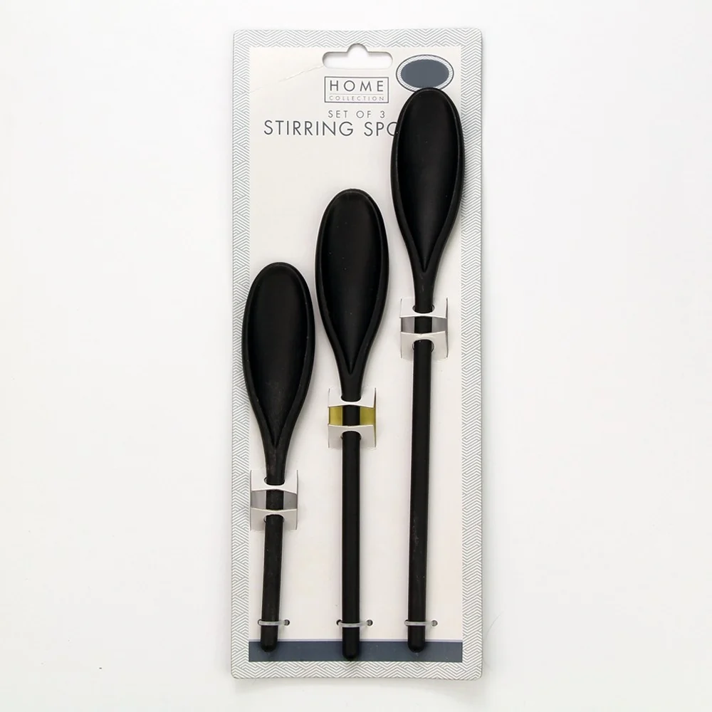 3 Pack Stirring Spoons - Black