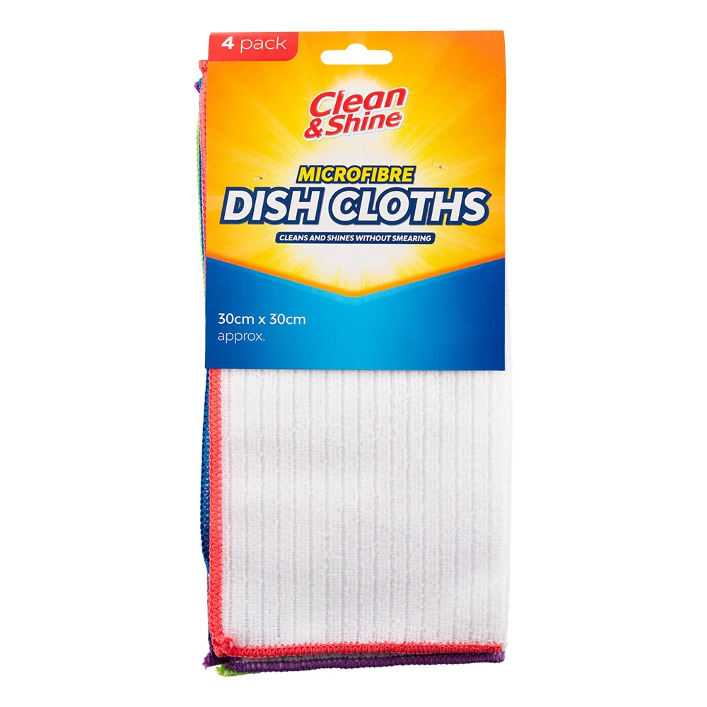 Clean & Shine Microfibre Dish Cloths 4 Pack