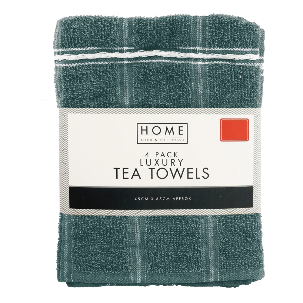 4 Pack Green Luxury Tea Towels