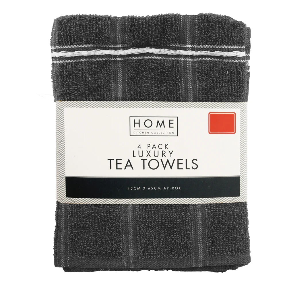 4 Pack Dark Grey Luxury Tea Towels