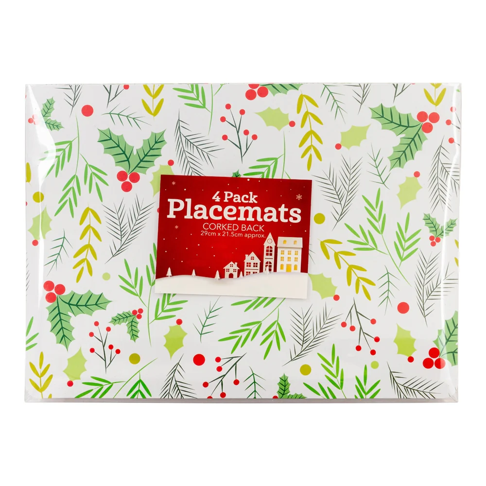 4 Pack  Traditional Placemats - Corked Back