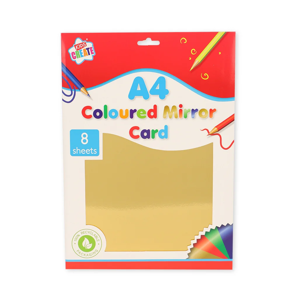 A4 Coloured Mirror Card 8 Pack