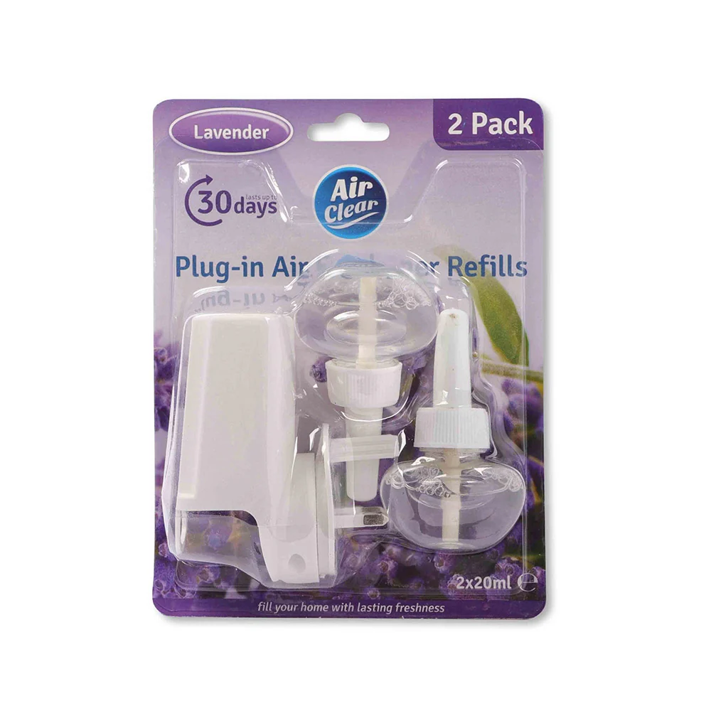 Air Clear Plug-In Air freshner Refills Lavendar 20ml x 2 Pack