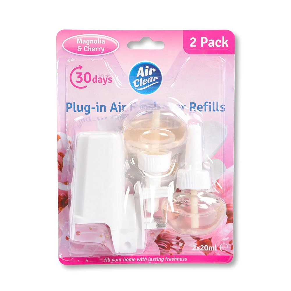 Air Clear Plug-In Air freshner Refills Magnolia & Cherry 20ml x 2 Pack