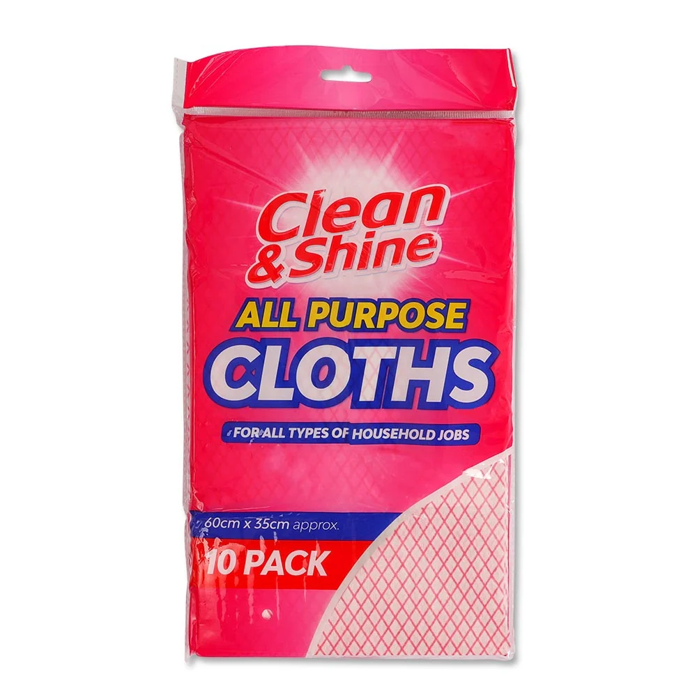 Clean & Shine All Purpose Cleaning Cloths Pink 10 Pack