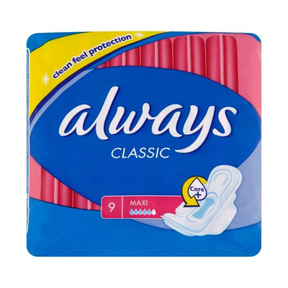 Always Classic Maxi Sanitary Pads with Wings 9 Pack