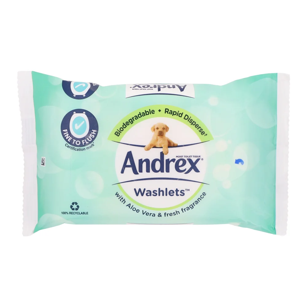 Andrex Gentle Clean Washlets 36 Wipes - Aloe Vera