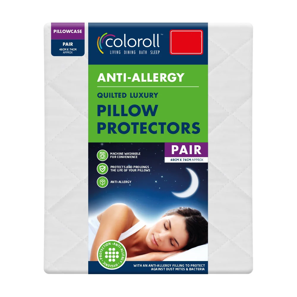 Anti-Allergy Quilted Luxury Fitted Pillow Protectors 2 Pack