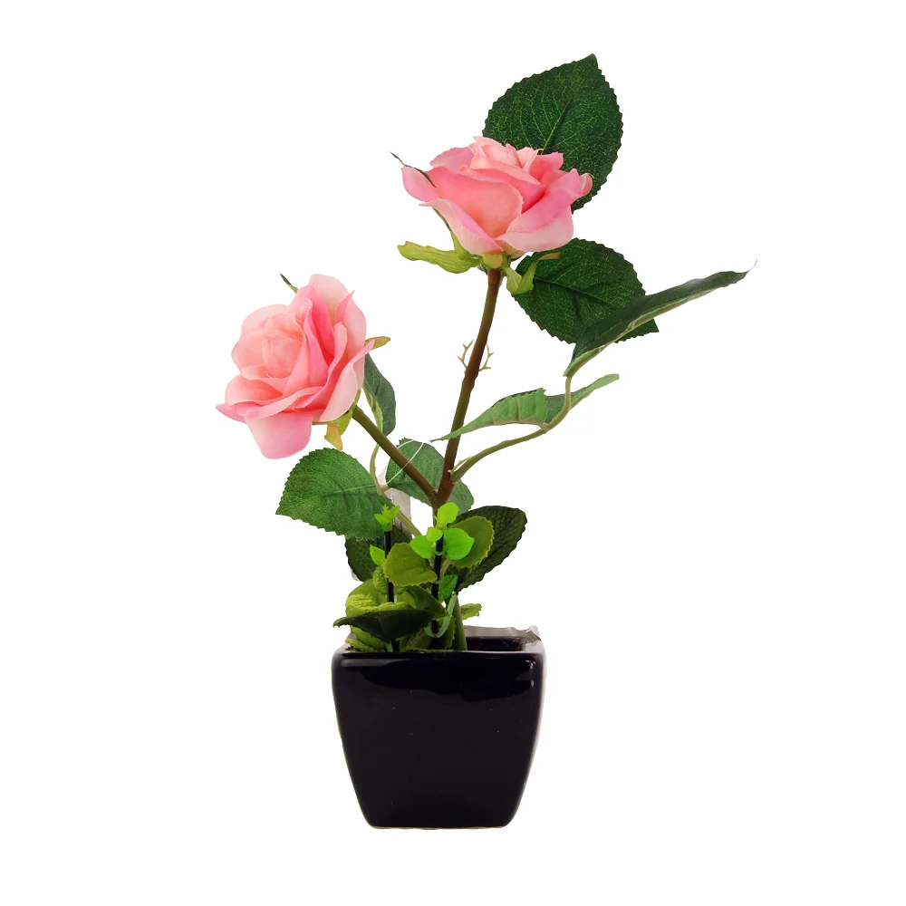 Artificial Rose In Ceramic Pot - Pink