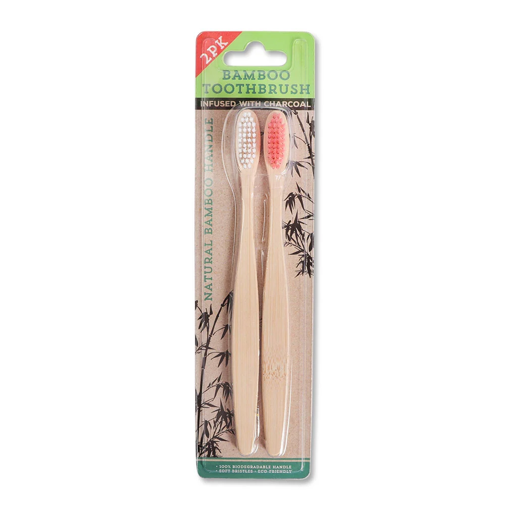 Natural Bamboo Toothbrush with Charcoal 2 Pack - Image 2