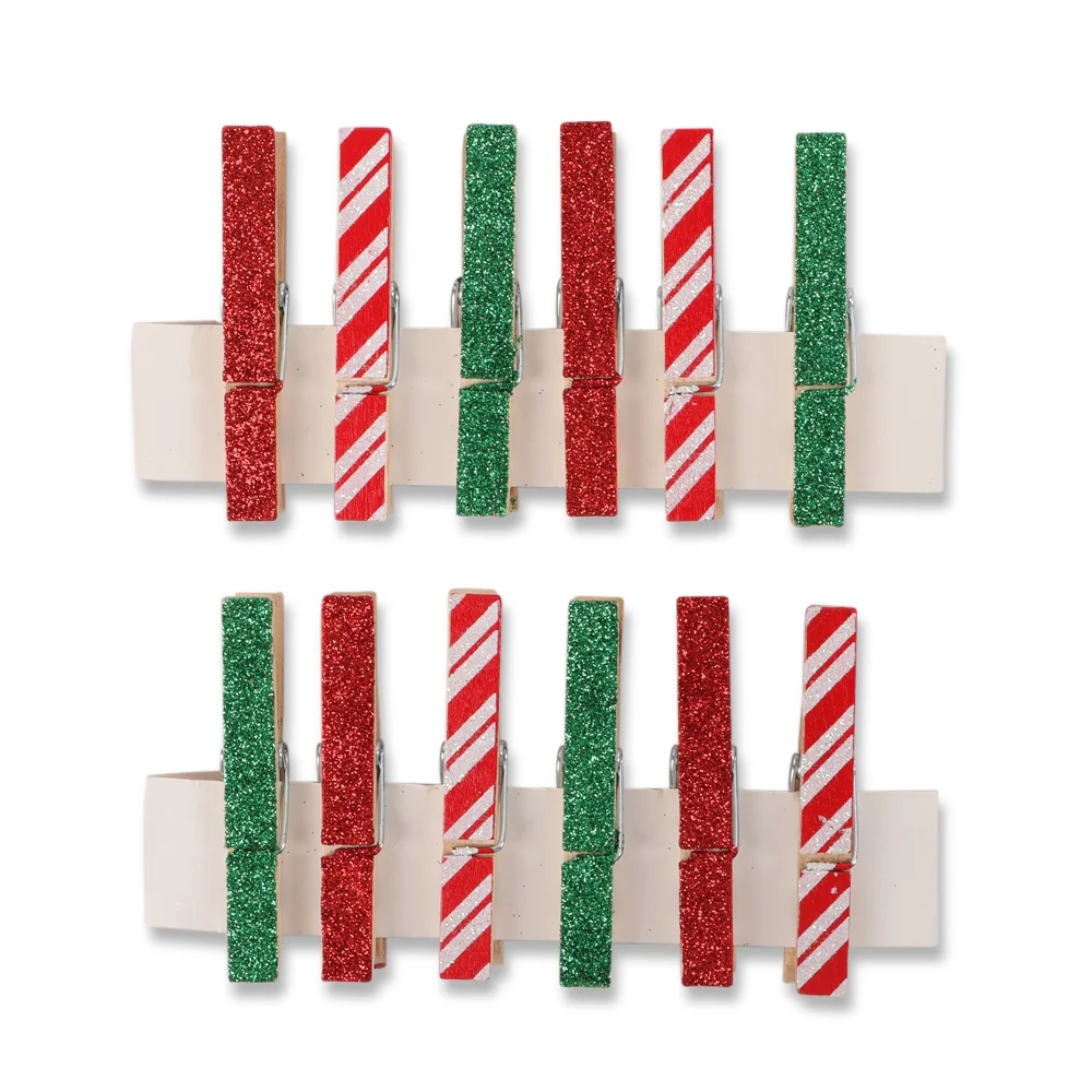 12 Glitter Christmas Clips