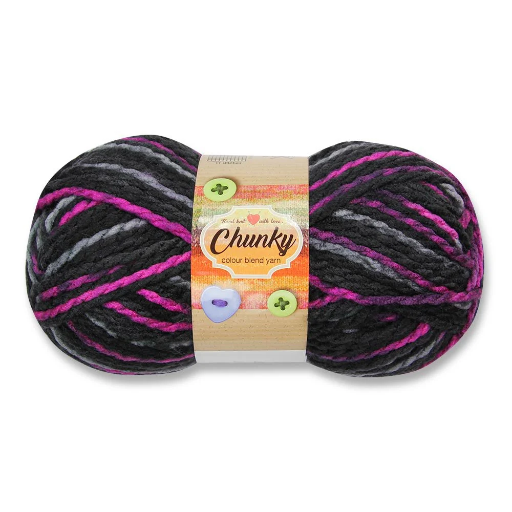 Chunky Colour Blend Yarn Black 100g