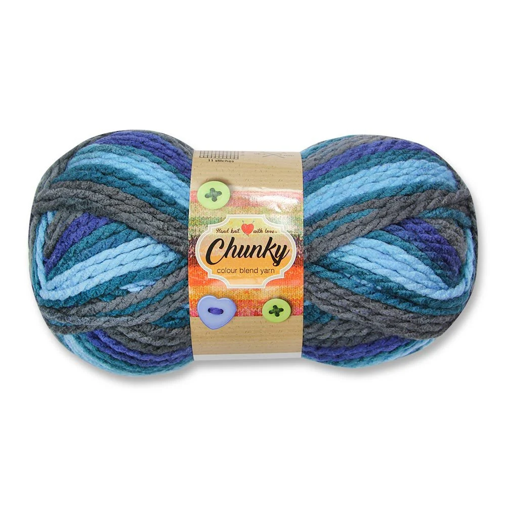 Chunky Colour Blend Yarn Blue 100g