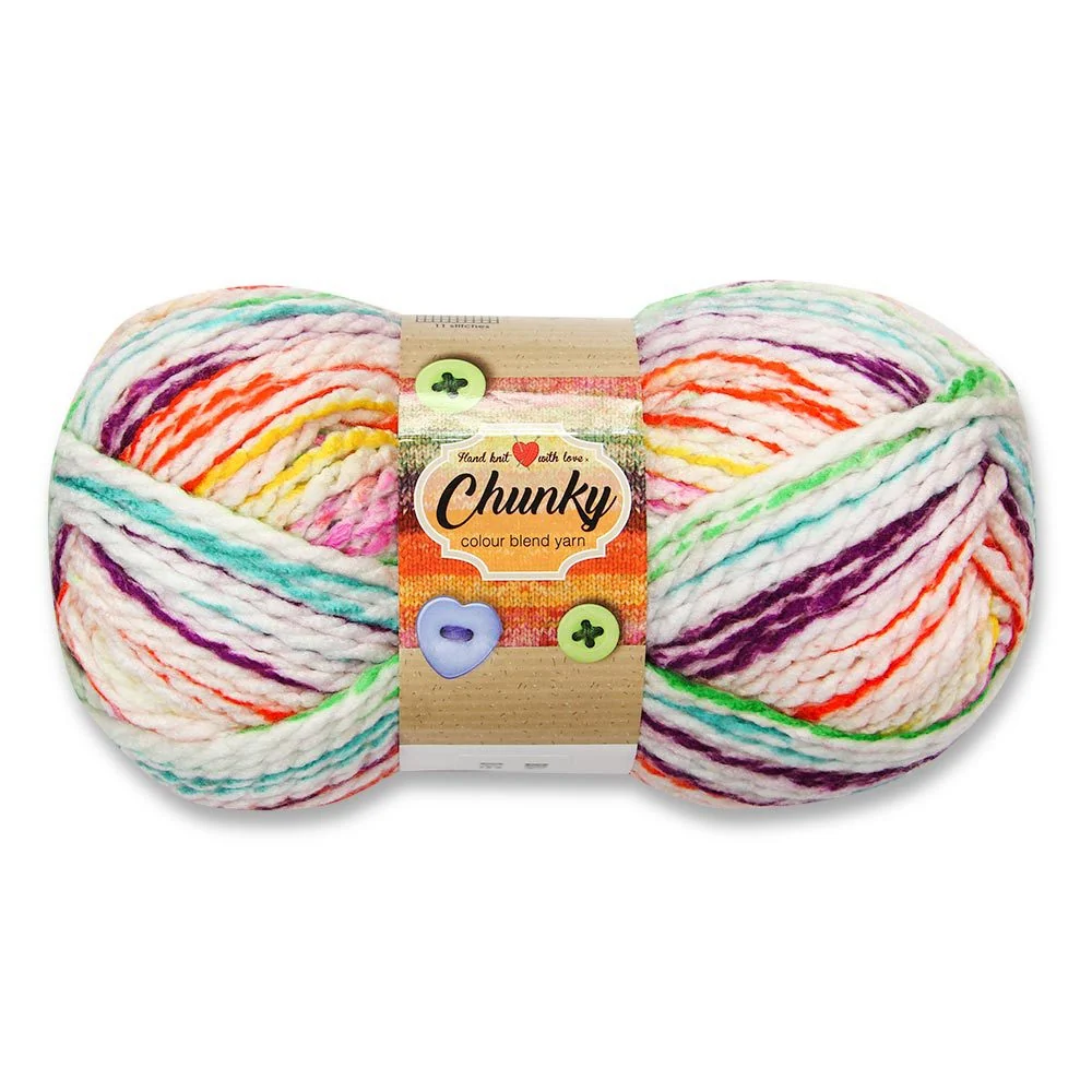 Chunky Colour Blend Yarn Multi-Coloured 100g