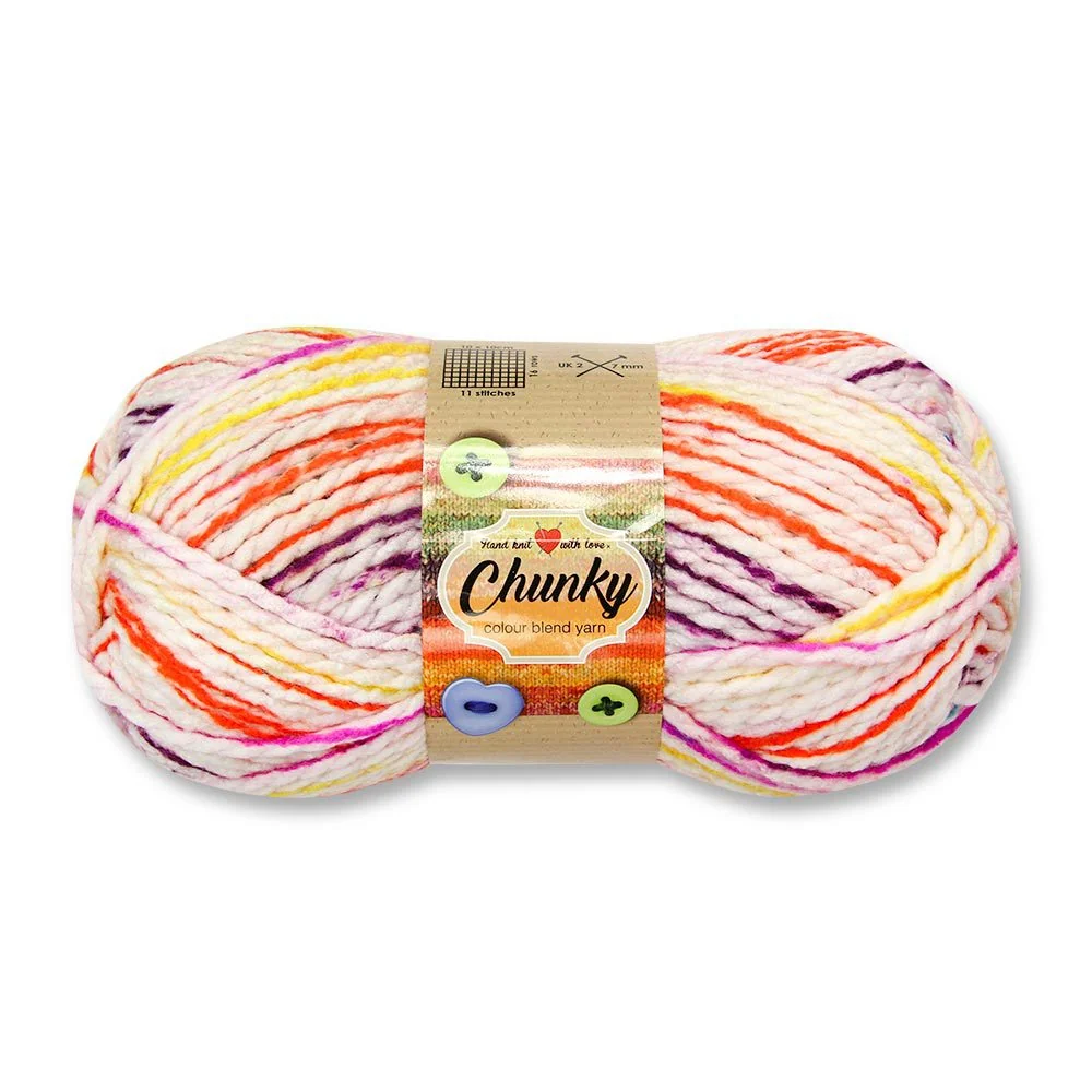 Chunky Colour Blend Yarn Orange 100g