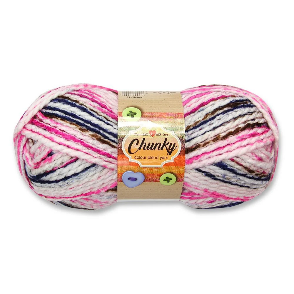 Chunky Colour Blend Yarn Pink 100g