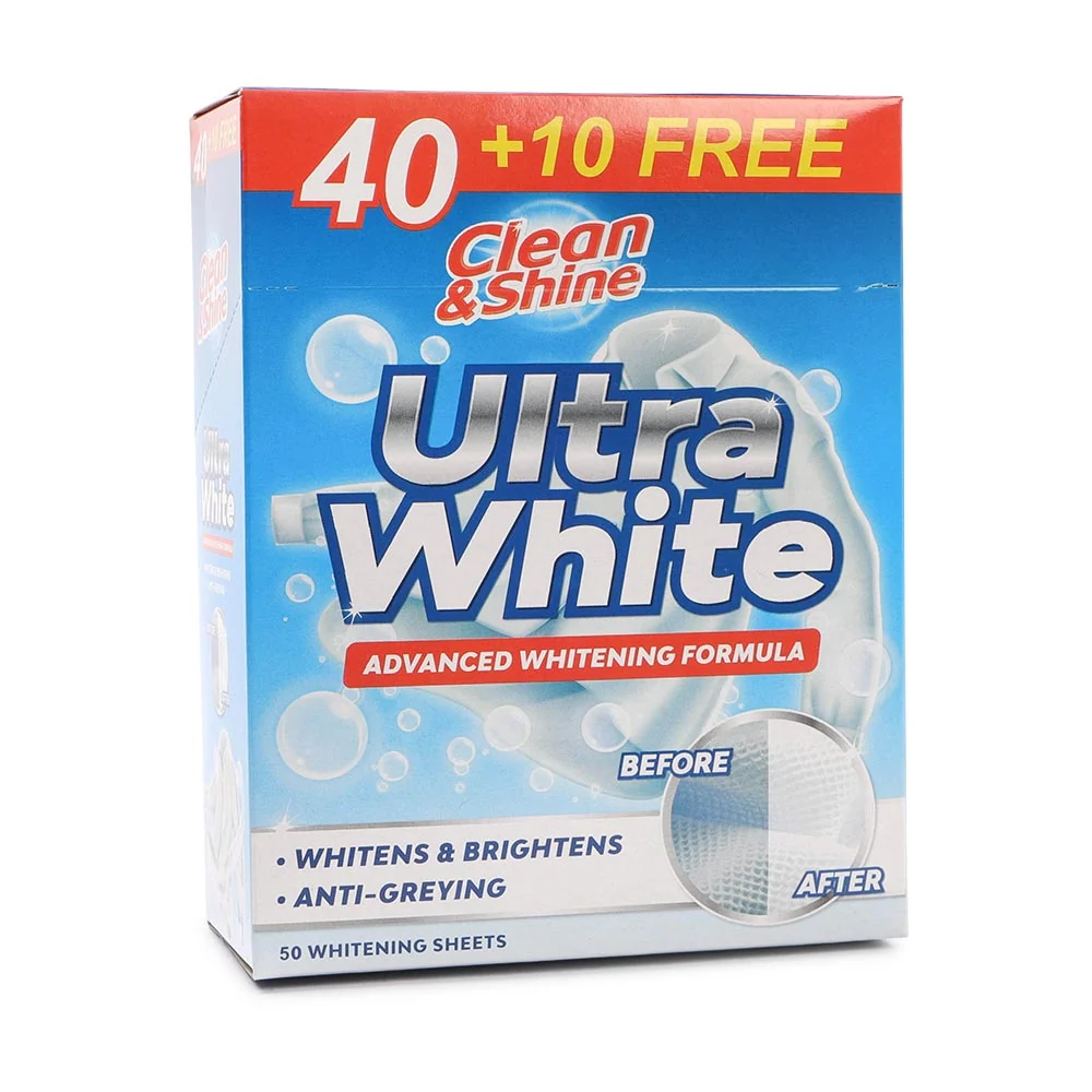 Clean & Shine Ultra White Whitening Sheets 50 Pack