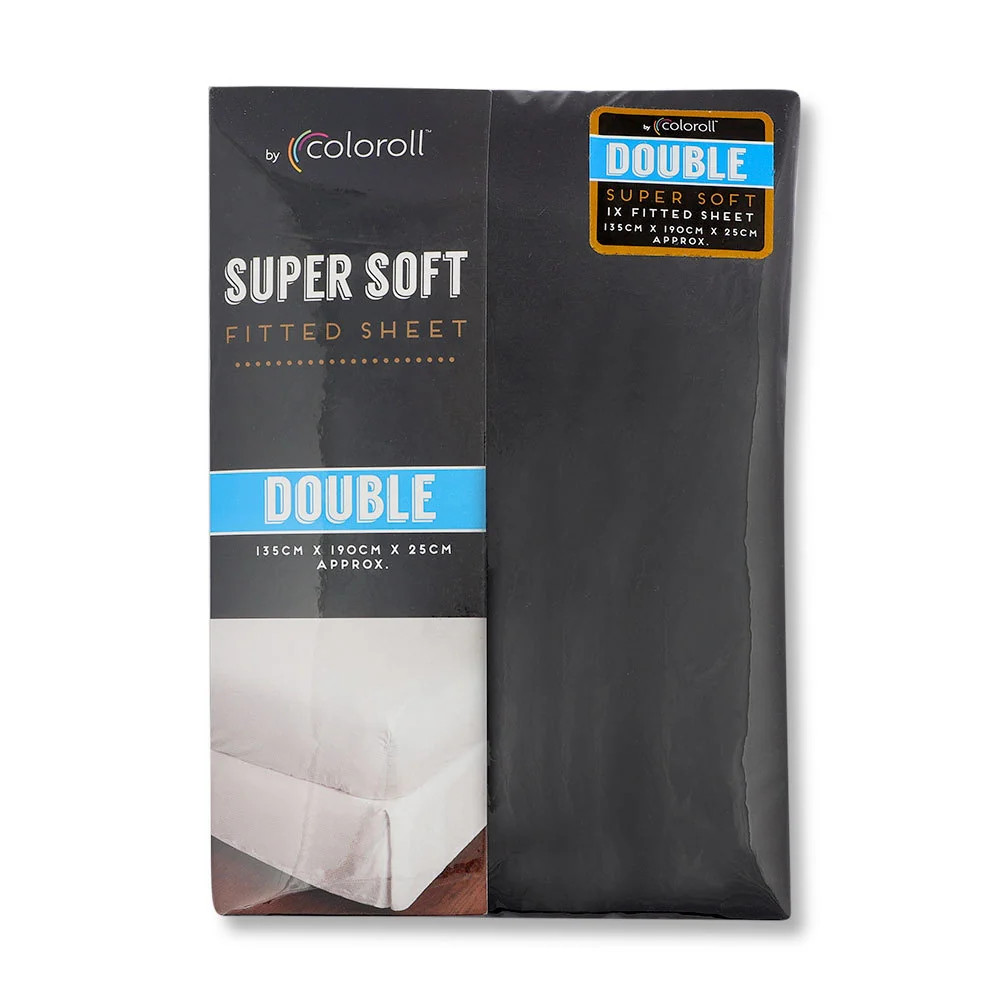 Coloroll Microfibre Black Double Fitted Sheet