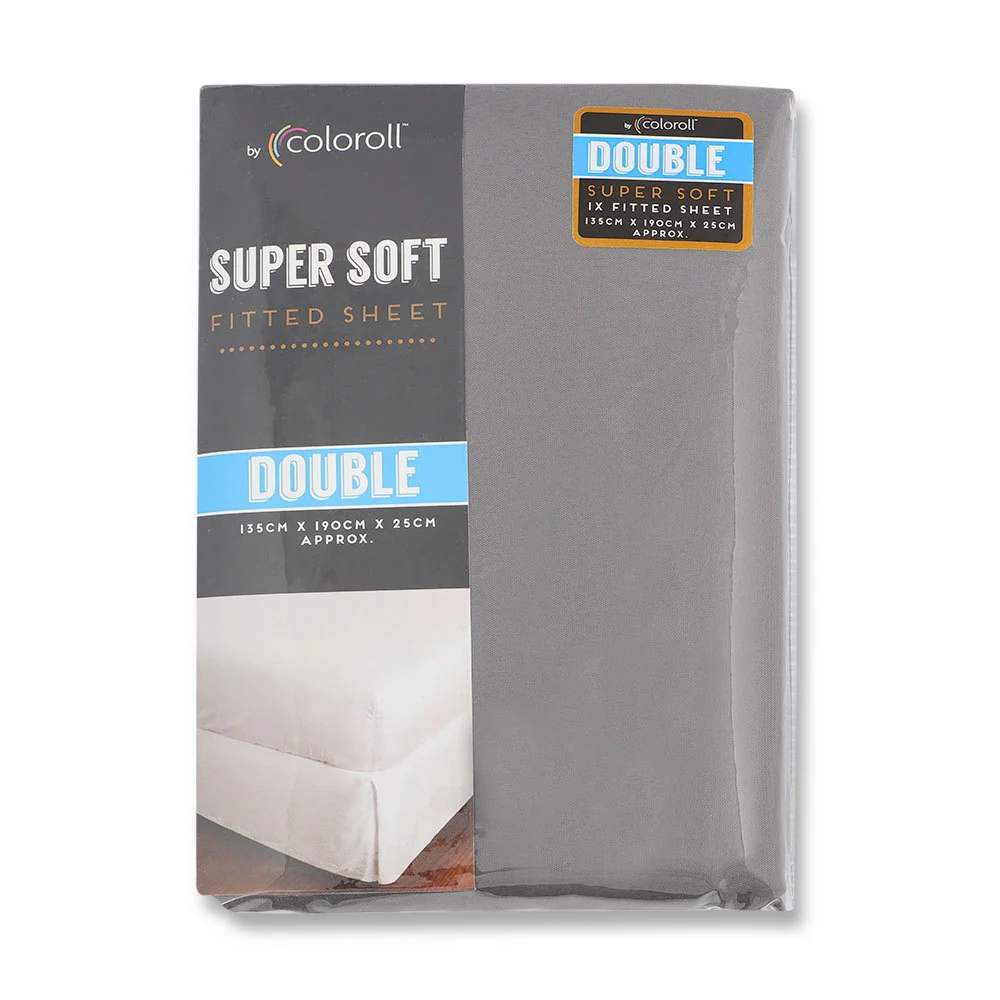 Coloroll Microfibre Charcoal Double Fitted Sheet