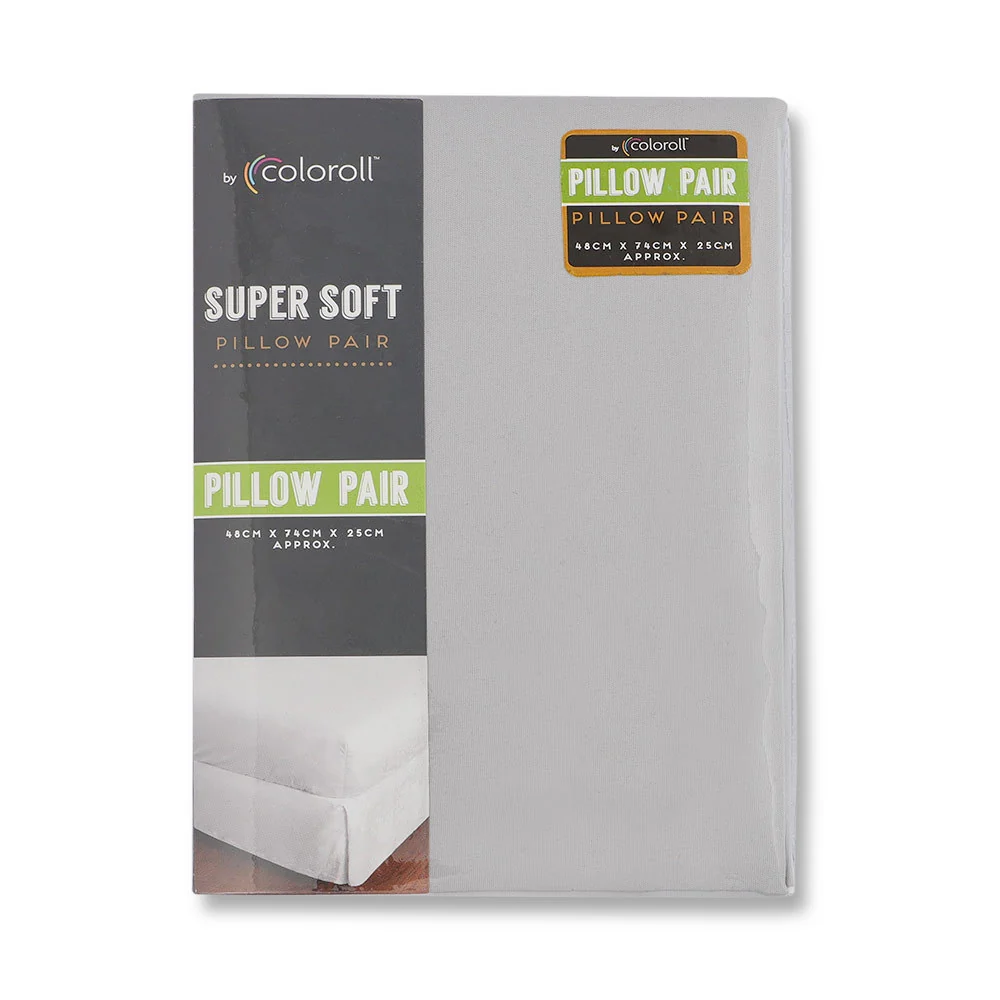 Coloroll Super Soft Pillow Cases 2 Pack Silver