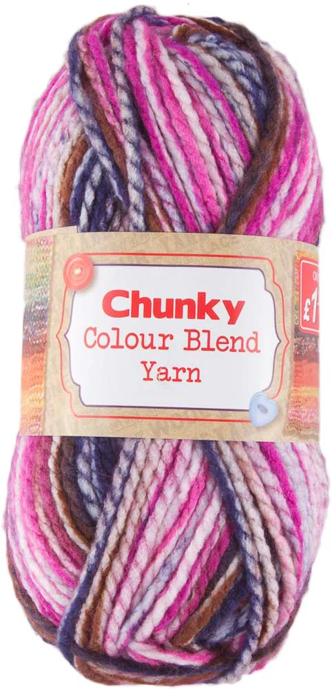 Pink and Blue Mix Colour Blend Chunky Yarn 100g