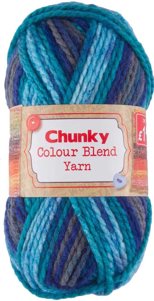 Blue Colour Blend Chunky Yarn 100g