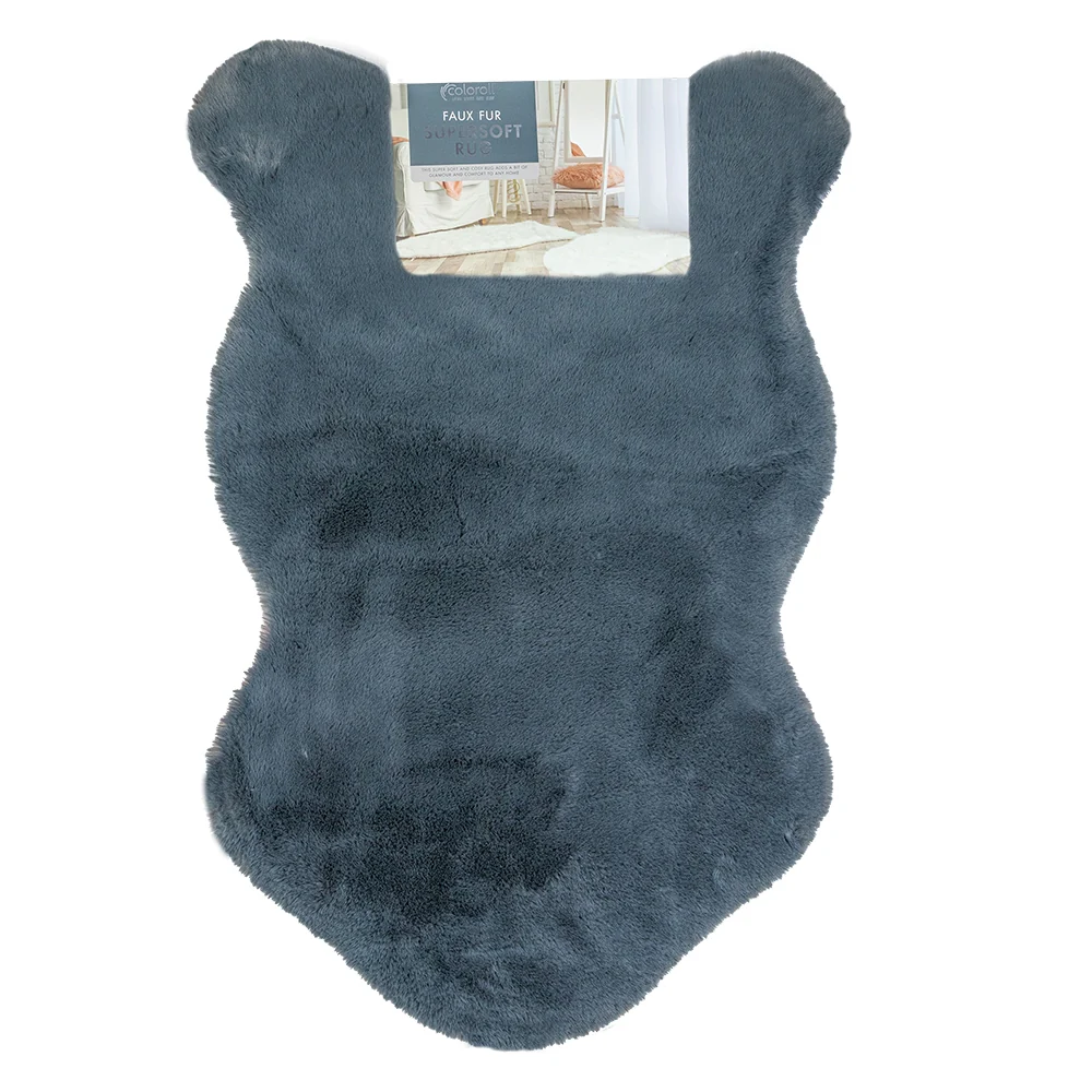 Dark Grey Faux Rabbit Fur Rug 50X90Cm