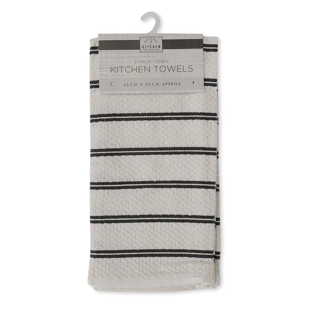 Dobby Terry Striped Kitchen Towels 2 Pack