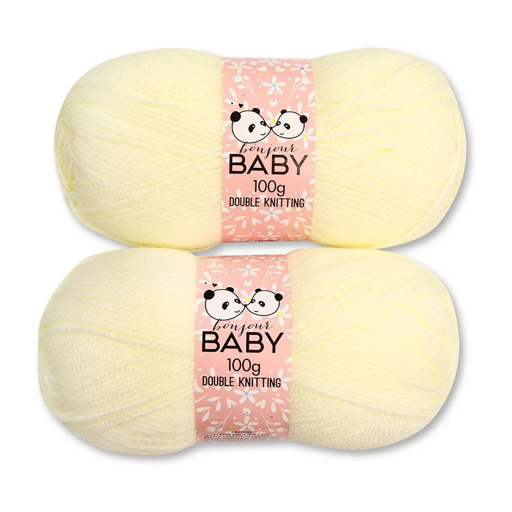 Double Knit Yarn Baby Pastel Yellow 2X100G