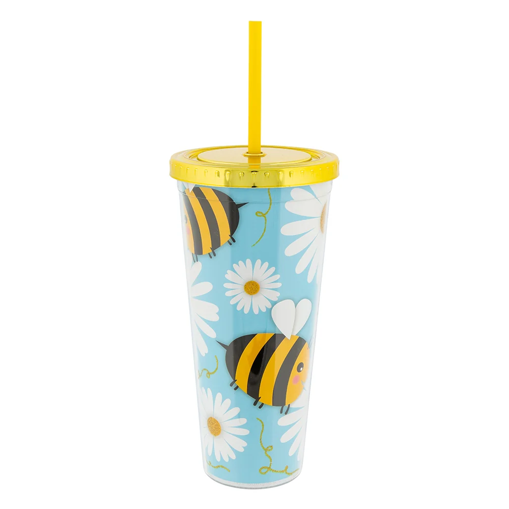 Large Bee Drinks Cup With Straw