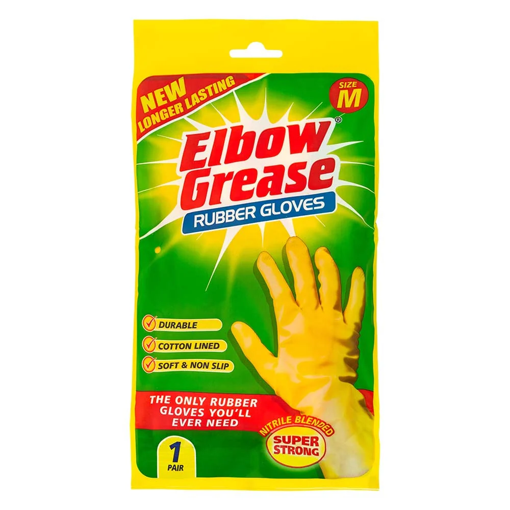 Elbow Grease Super Strong Household Cleaning Rubber Gloves Medium