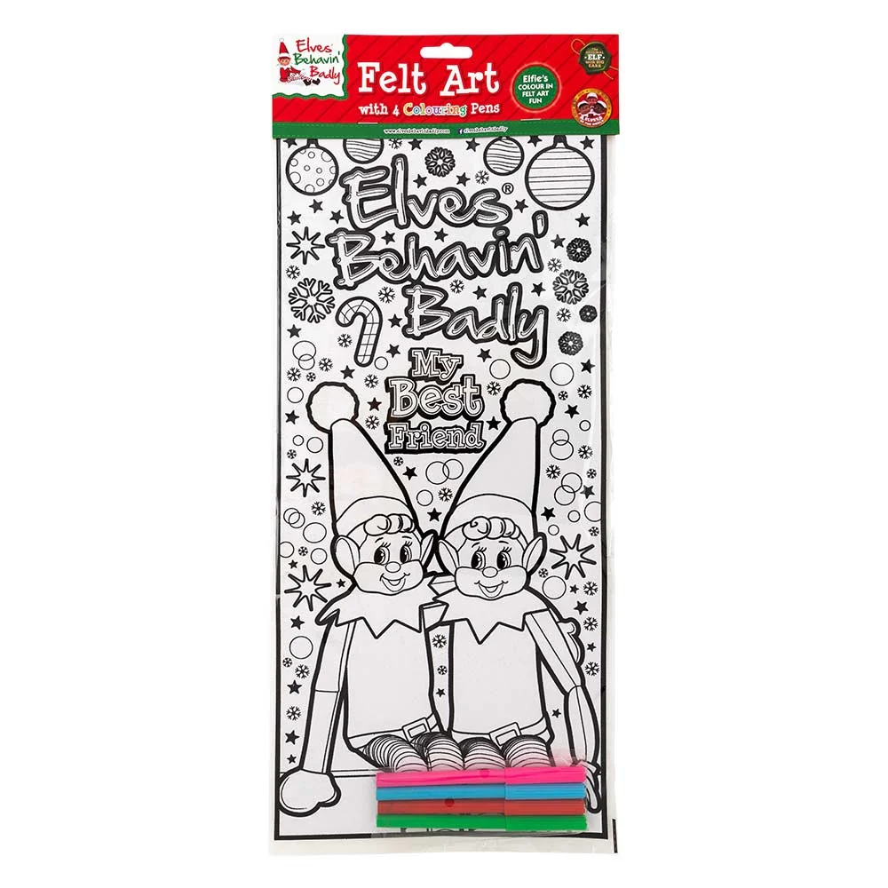 Elf Felt Art With 4 Colouring Pen