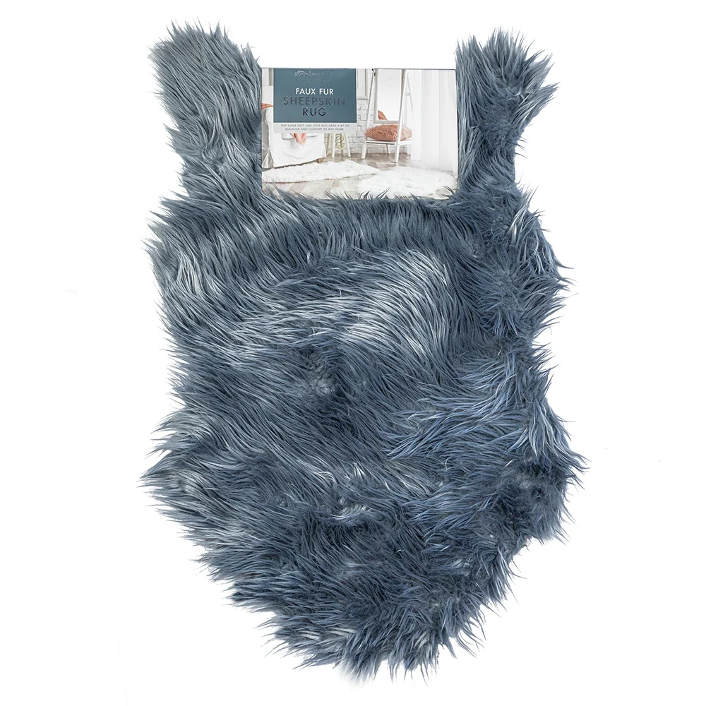 Dark Grey Faux Fur Sheepskin Rug 50X90Cm