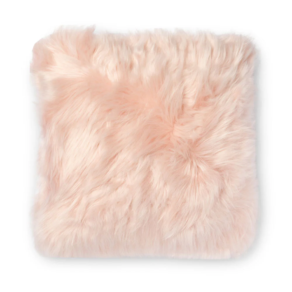 Faux Mongolian Cushion Blush Pink