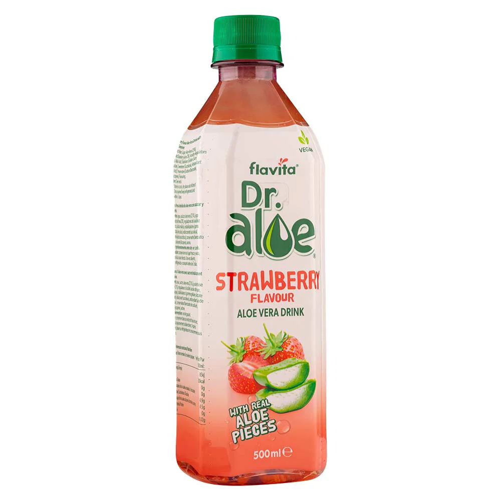 Flavita Dr Aloe Strawberry Flavour Aloe Vera Drink 500ml - Image 2