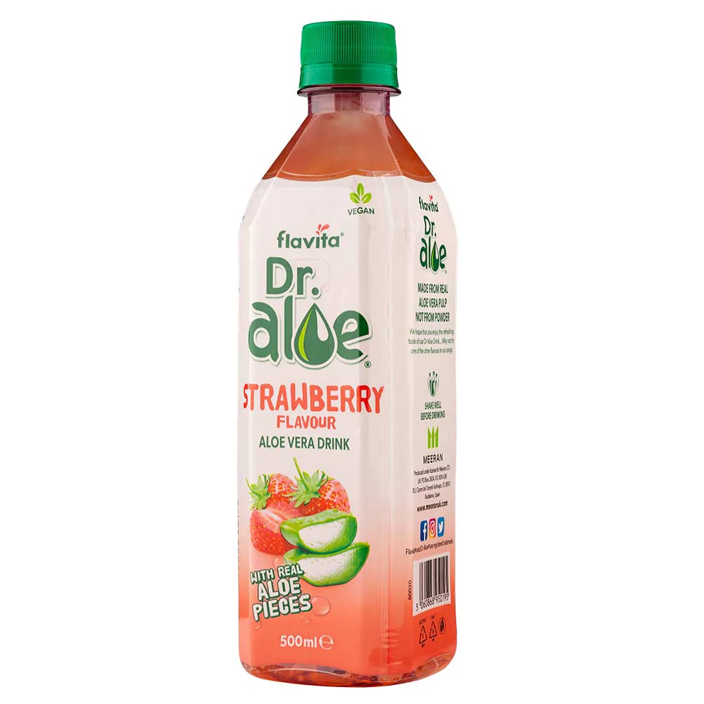 Flavita Dr Aloe Strawberry Flavour Aloe Vera Drink 500ml - Image 3