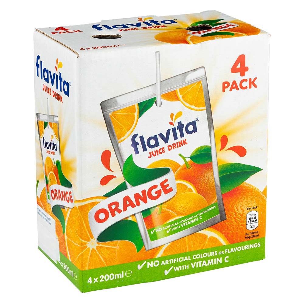 Flavita Orange Juice Drink 4 x 200ml - Image 2