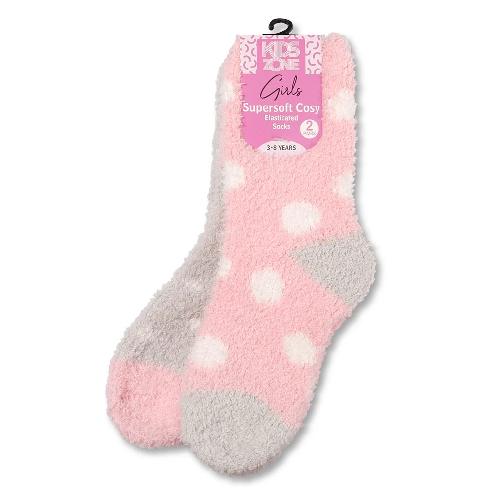 Girls Supersoft Cosy Socks Age 3 to 8 Years 2 Pack