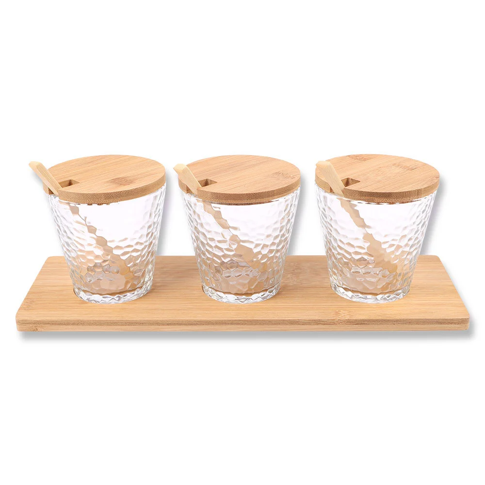 Glass & Bamboo 3pc Serving Set