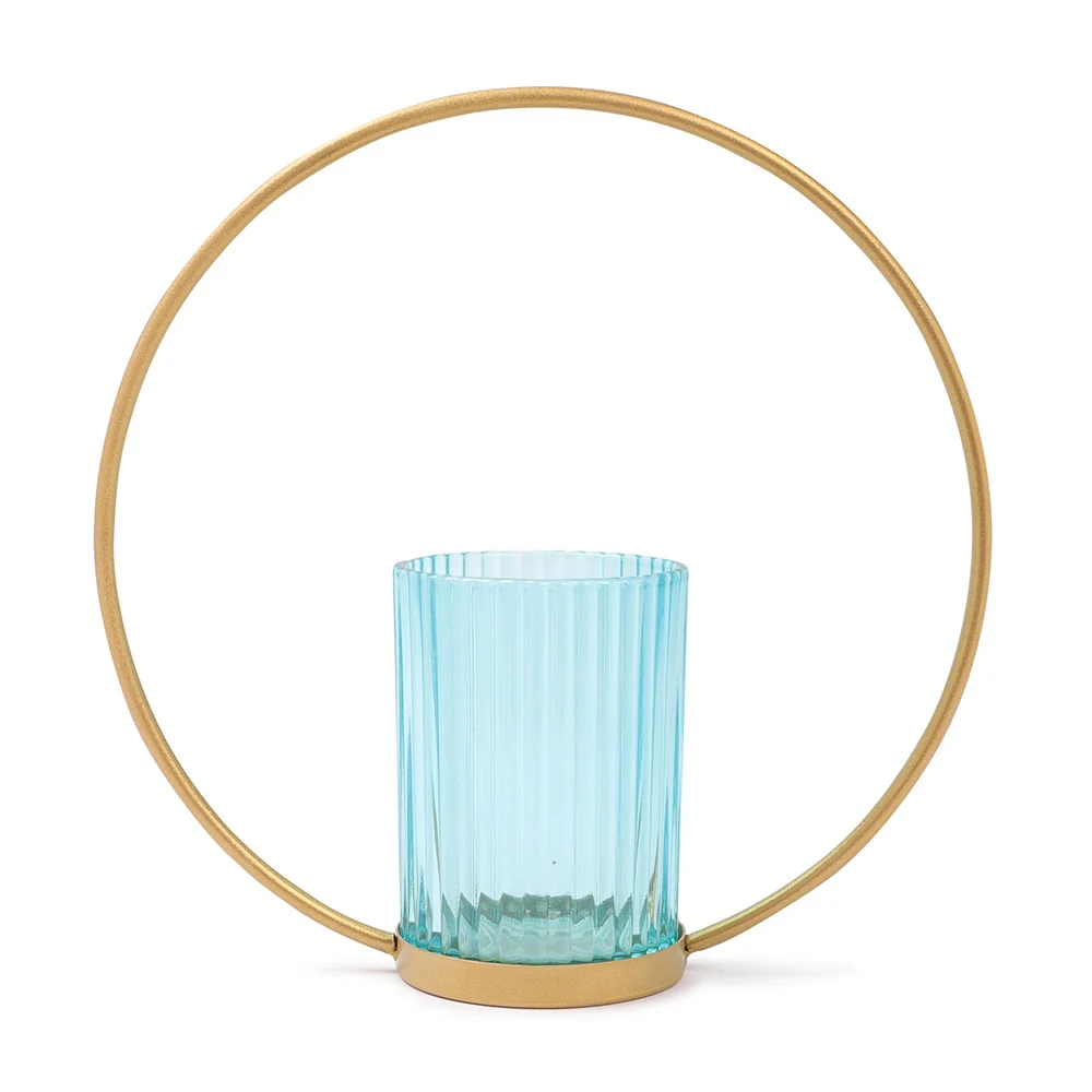 Gold Ring Tealight Holder Blue
