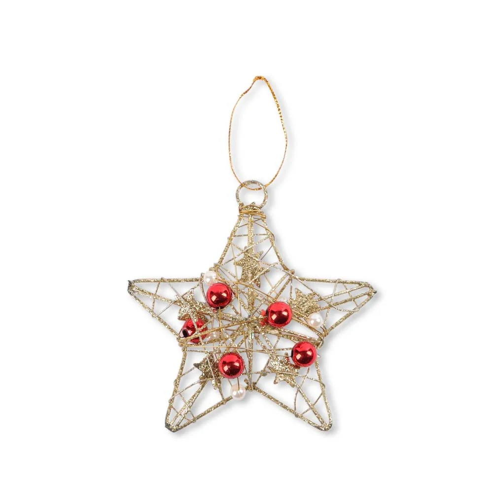 Gold Wire Beaded Star