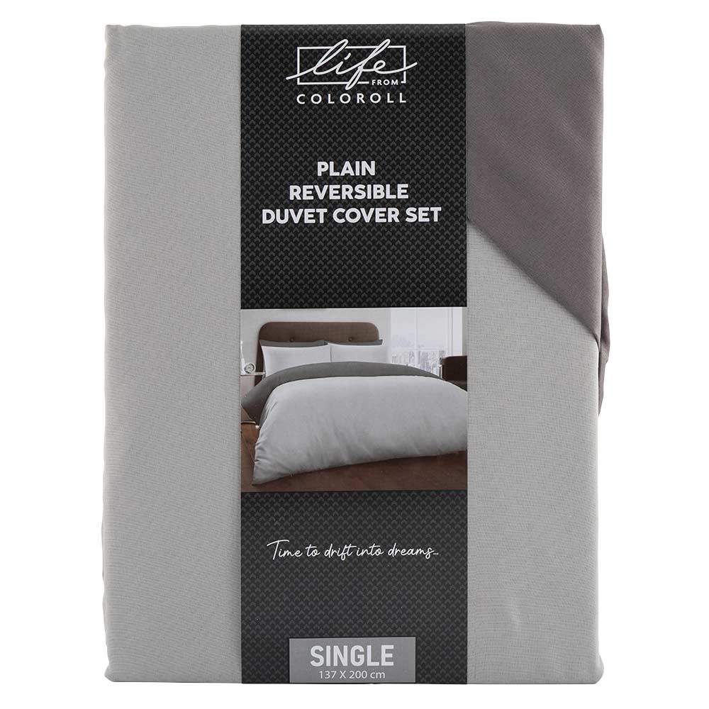 Grey & Charcoal Reversible Duvet Set Single