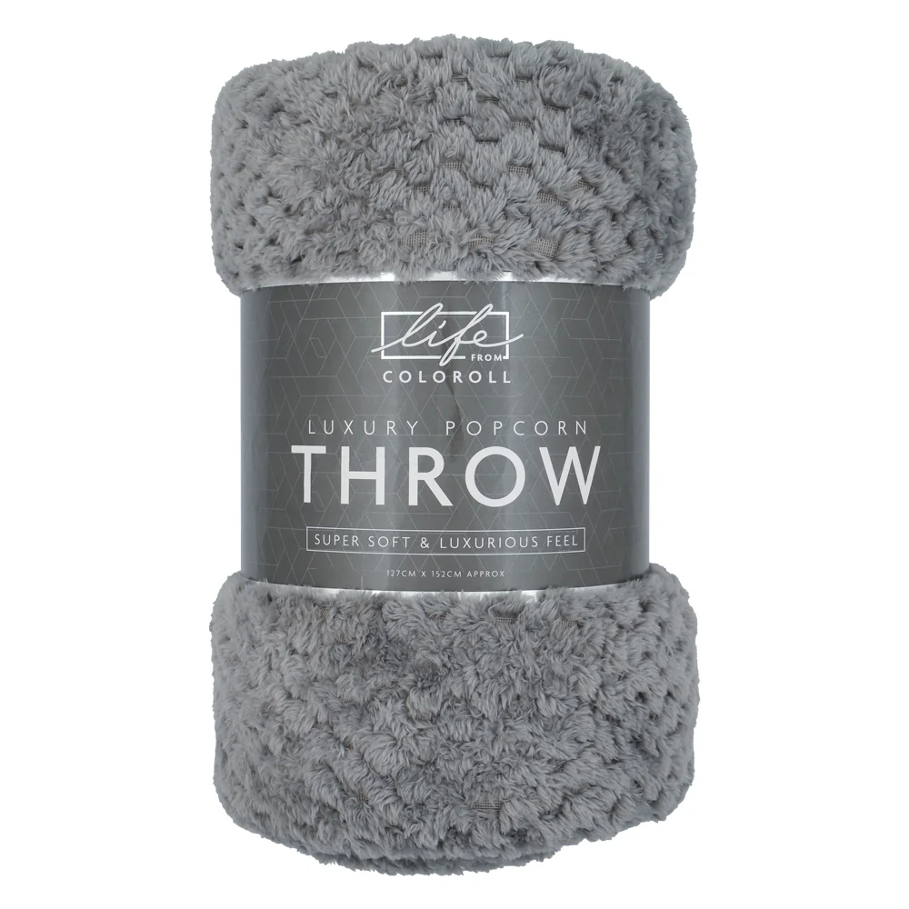Luxury Popcorn Throw Grey 130 x 150cm